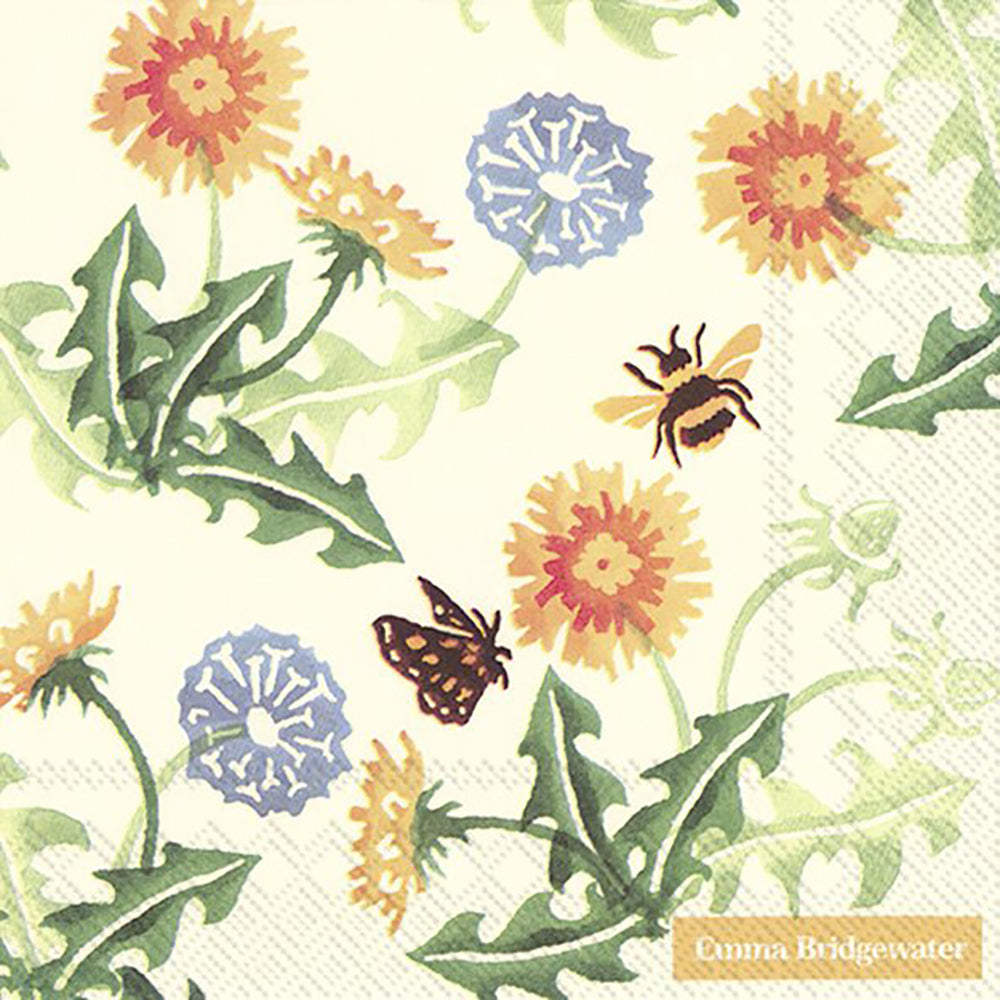 Emma Bridgewater DANDELION cream IHR Paper Lunch Napkins 33 cm sq 3 ply 20 pack