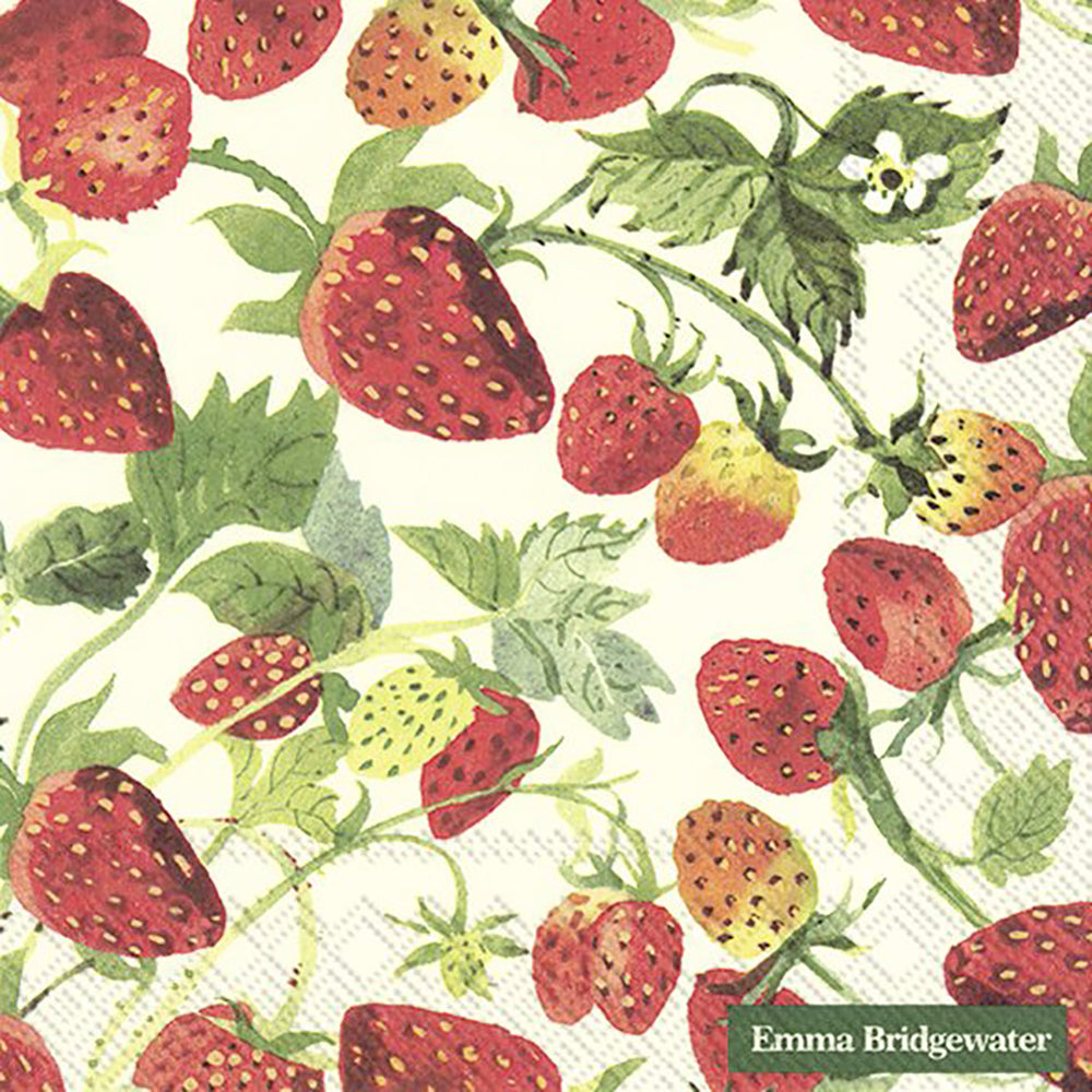 Emma Bridgewater STRAWBERRIES cream IHR Paper Lunch Napkins 33 cm sq 3 ply 20 pack