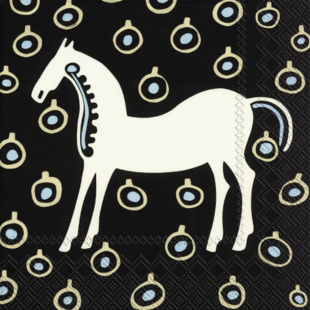 Marimekko Musta Tamma, brown Horse IHR Paper Lunch Napkins 33 cm sq 3 ply 20 pack