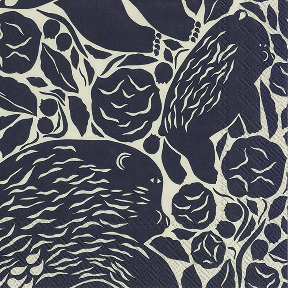 Marimekko Karhuemo linen black Bears IHR Paper Lunch Napkins 33 cm sq 3 ply 20 pack