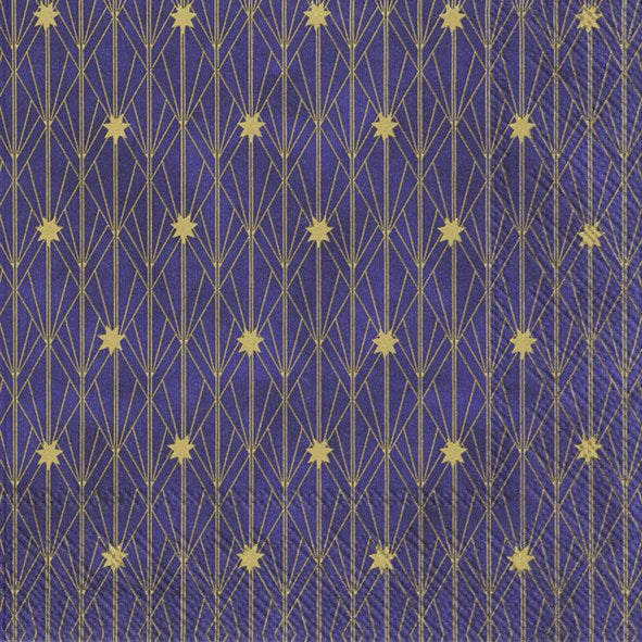Artdeco Little Stars Violet Gold IHR Paper Lunch Napkins 33 cm sq 3 ply 20 pack