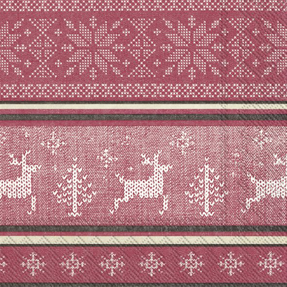 Norwegian Knit Red White Christmas Patterned IHR Paper Lunch Napkins 33 cm sq 3 ply 20 pack