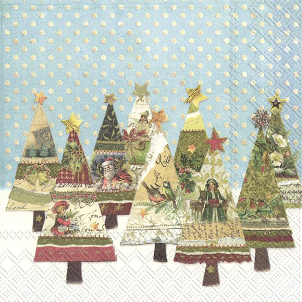 Nostalgic Trees Light Blue Snow IHR Paper Lunch Napkins 33 cm sq 3 ply 20 pack