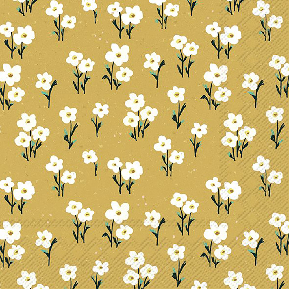 ALL ABOUT YELLOW Flowers IHR Paper Lunch Napkins 33 cm sq 3 ply 20 pack