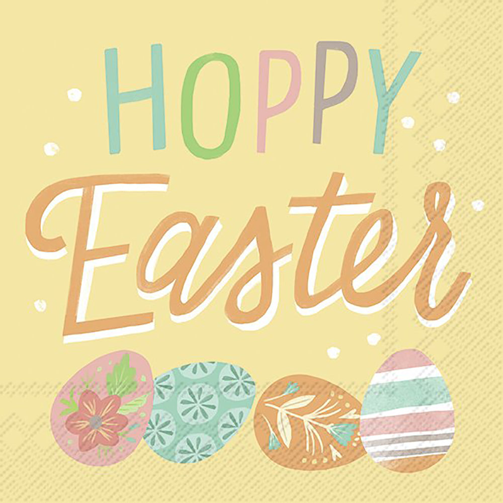 HOPPY Yellow Easter Eggs IHR Paper Lunch Napkins 33 cm sq 3 ply 20 pack