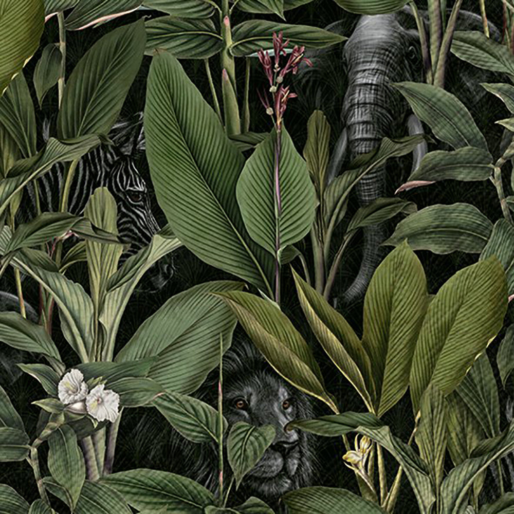 WILDLIFE Black Wild Animals Leaves IHR Paper Lunch Napkins 33 cm sq 3 ply 20 pack