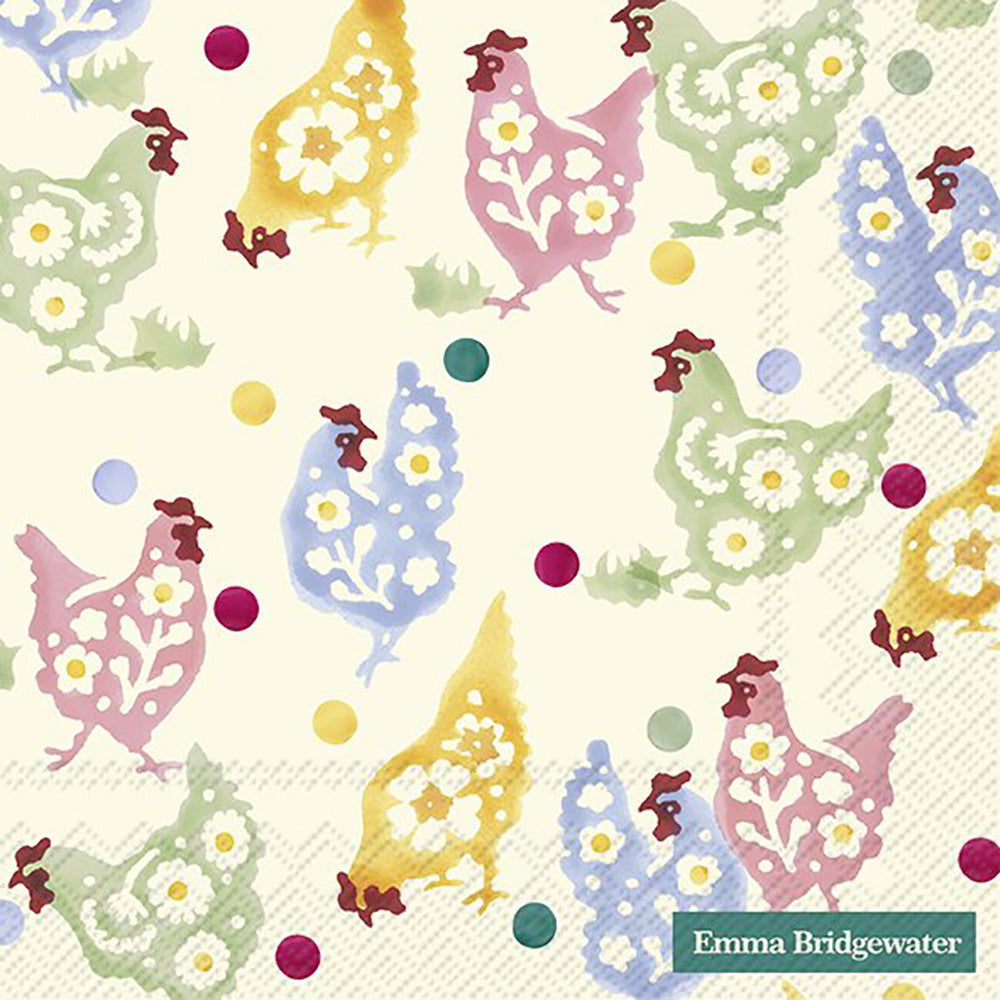 Emma Bridgewater SMALL POLKA DOTS AND HENS IHR Paper Lunch Napkins 33 cm sq 3 ply 20 pack