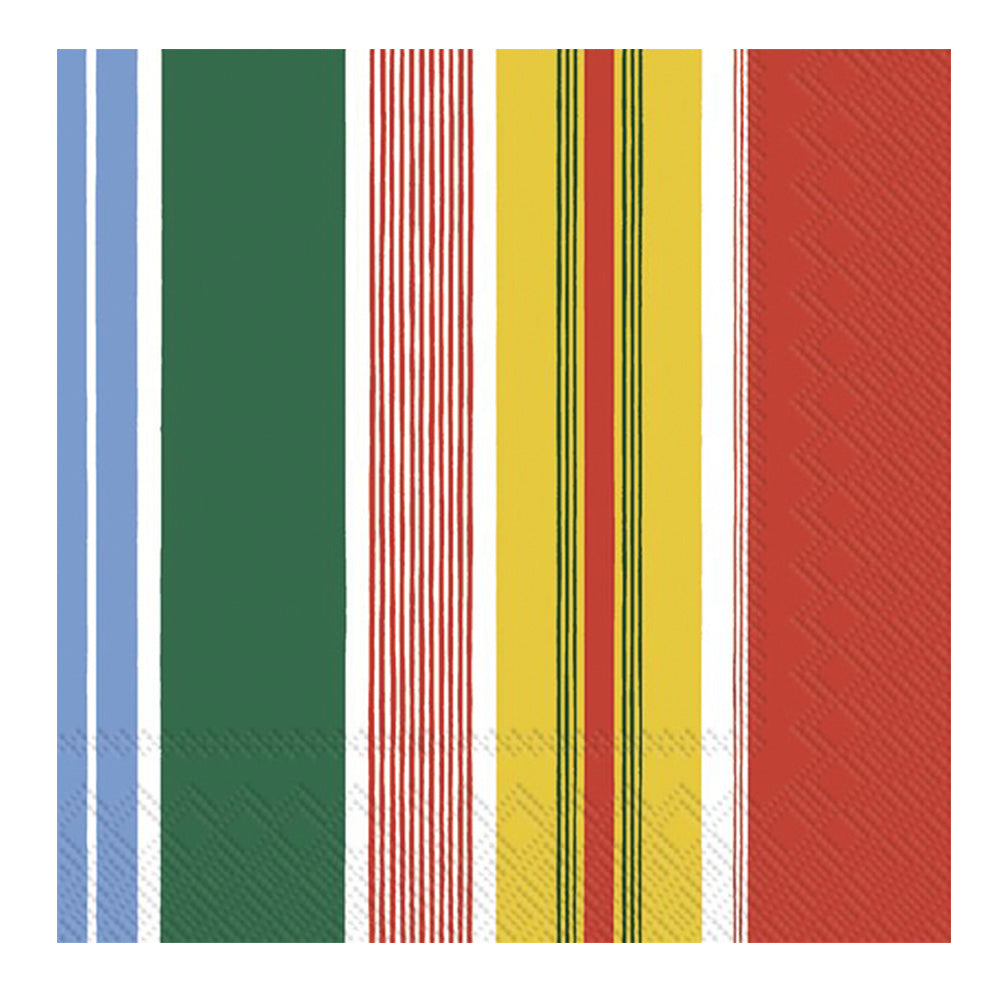 Marimekko Paraati Yellow Red Stripe IHR Paper Lunch Napkins 33 cm sq 3 ply 20 pack