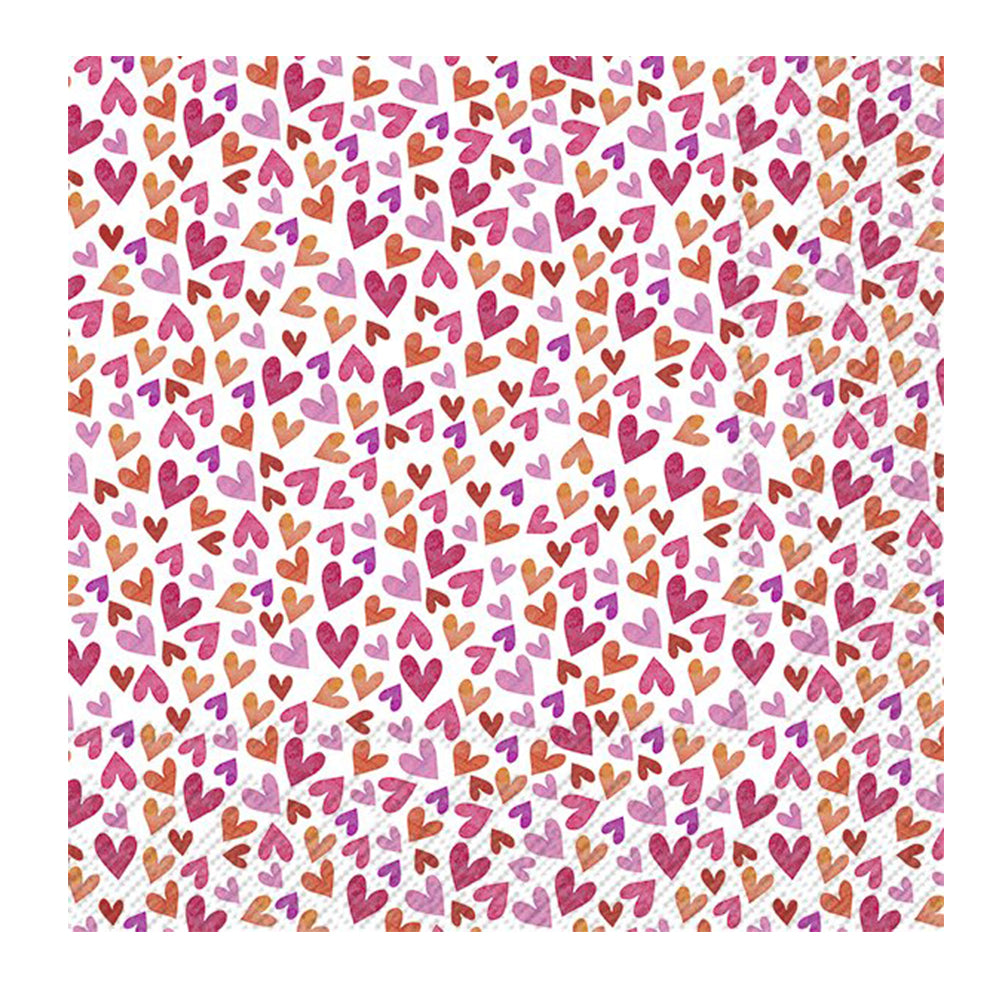 Lots of Hearts Rose Love Wedding Valentine IHR Paper Lunch Napkins 33 cm sq 3 ply 20 pack
