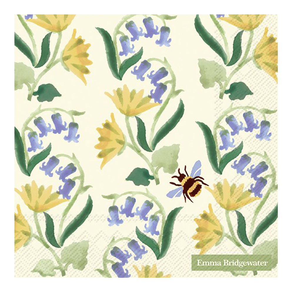 Emma Bridgewater Bluebell and Celandine cream IHR Paper Lunch Napkins 33 cm sq 3 ply 20 pack