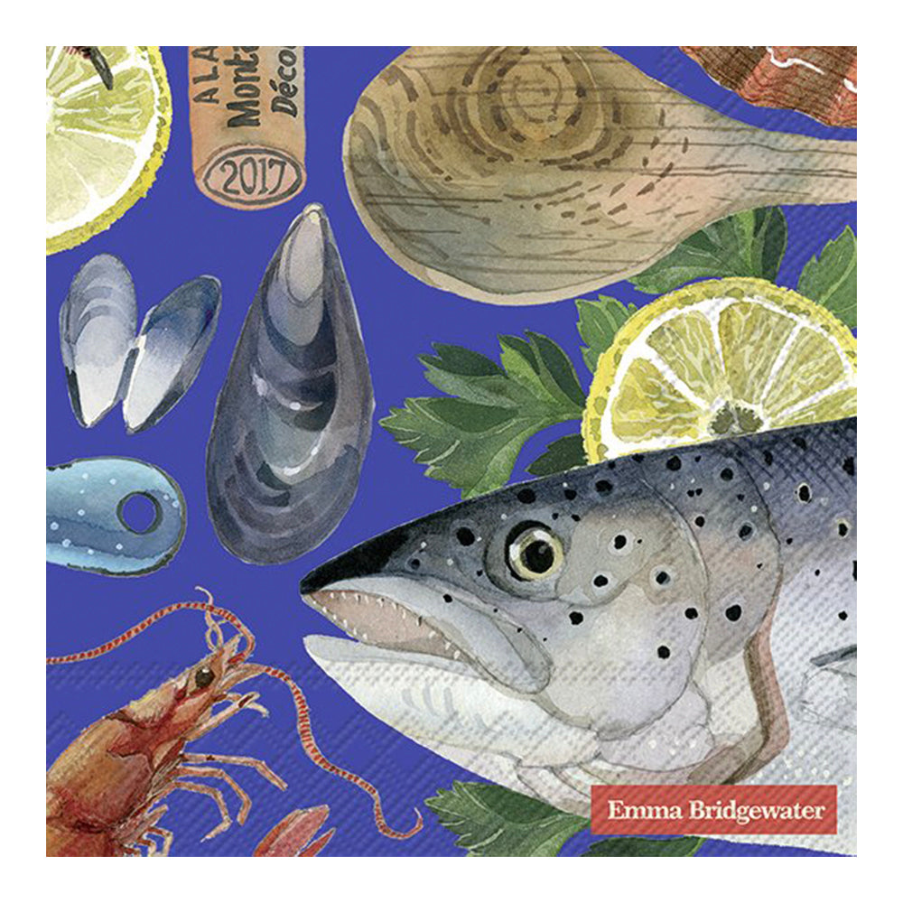 Emma Bridgewater Fish Supper Blue IHR Paper Lunch Napkins 33 cm sq 3 ply 20 pack
