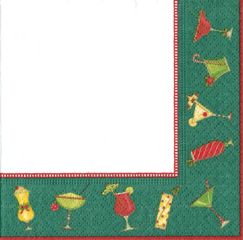 Christmas Cocktails Cocktail Caspari Paper Cocktail Napkins 25 cm square 3 ply 20 pack