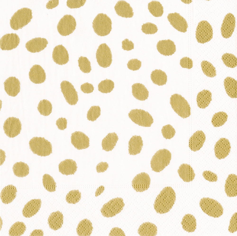 Gold Spots Caspari Paper Cocktail Napkins 25 cm square 3 ply 20 pack