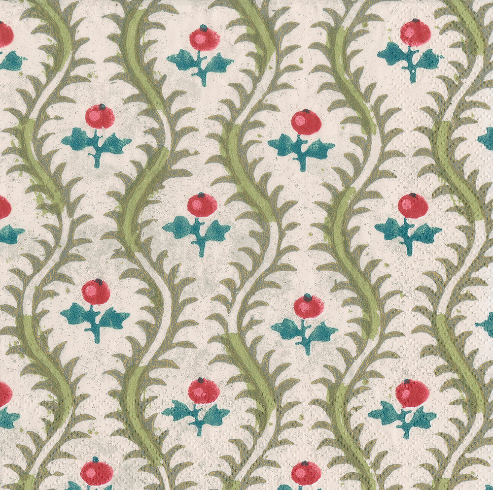 Domino Papers - Holly Christmas Caspari Paper Cocktail Napkins 25 cm square 3 ply 20 pack