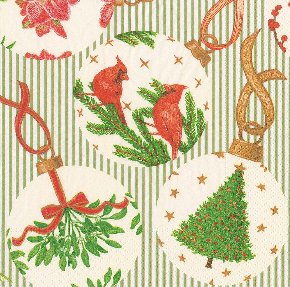Botanical Ornaments Christmas Ornaments by Karen Kluglein Cocktail Caspari Paper Cocktail Napkins 25 cm square 3 ply 20 pack