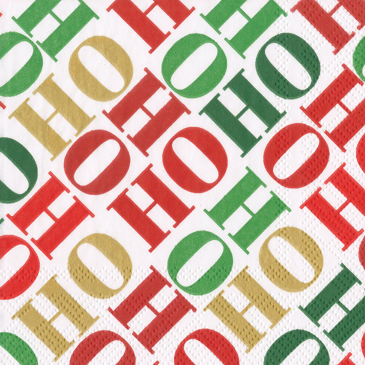 Ho Ho Ho White Christmas Caspari Paper Cocktail Napkins 25 cm square 3 ply 20 pack