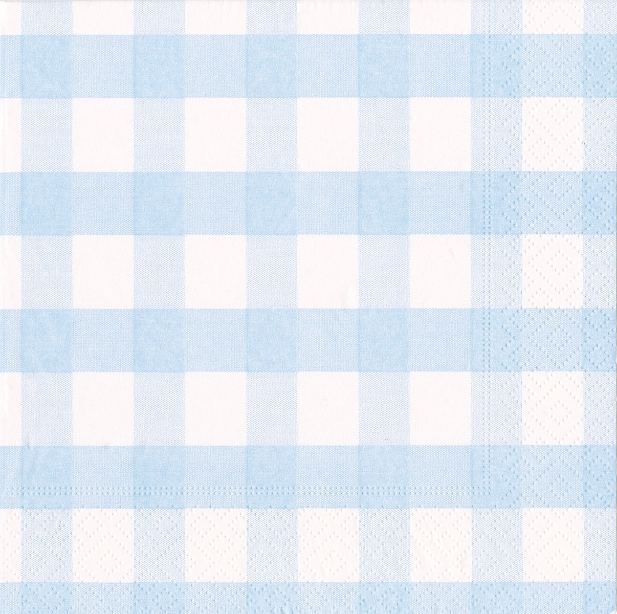 Light blue Gingham Blue Check Caspari Paper Cocktail Napkins 25 cm square 3 ply 20 pack