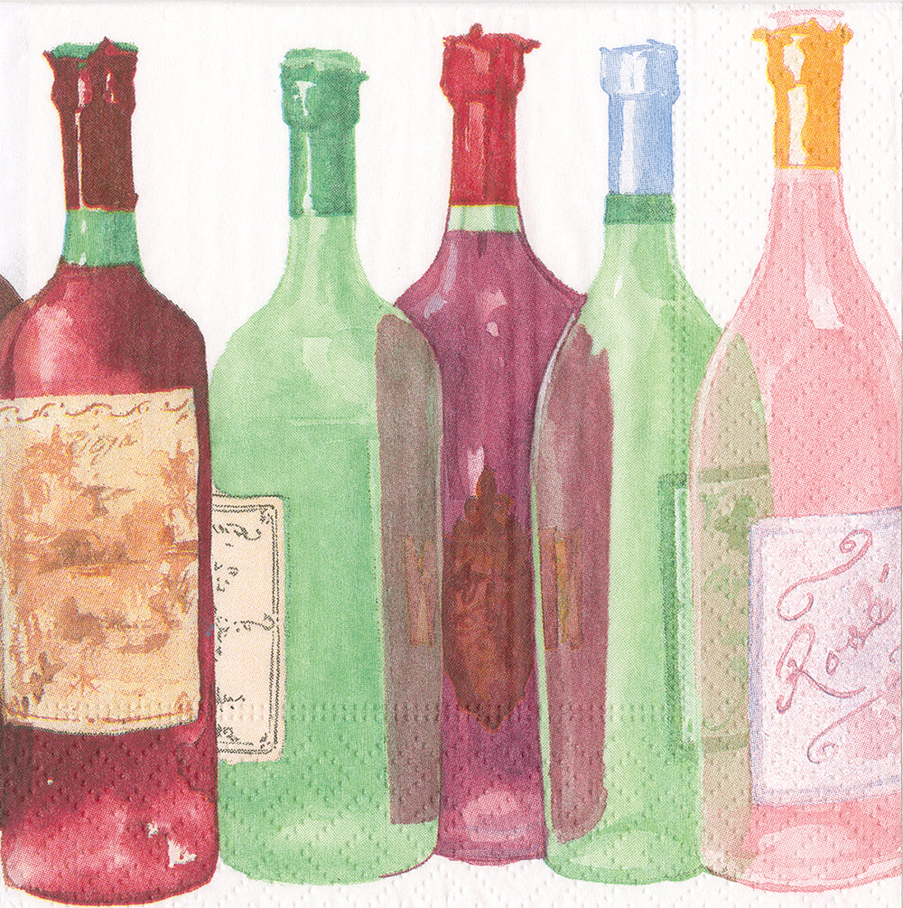 Wine bottles Caspari Paper Cocktail Napkins 25 cm square 3 ply 20 pack