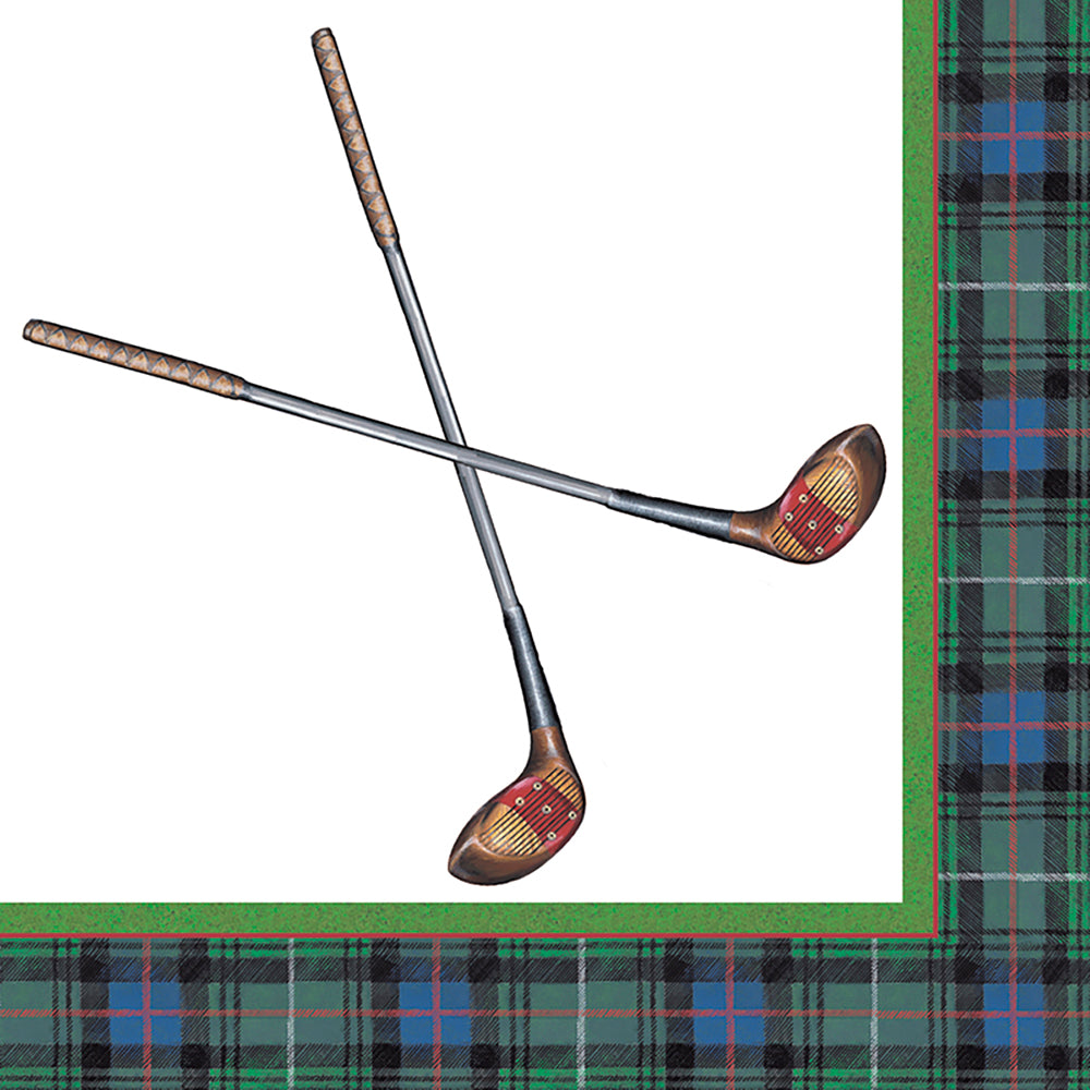 Golfing Golf Caspari Paper Cocktail Napkins 25 cm square 3 ply 20 pack