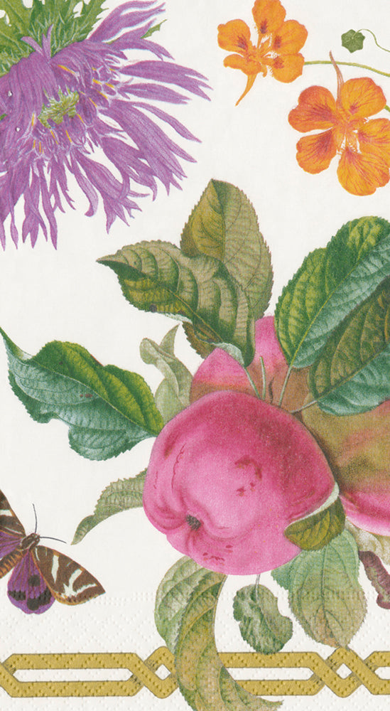 Ivory Decoupage Garden Floral Caspari Paper Guest Towels 32 x 39 cm 15 pack