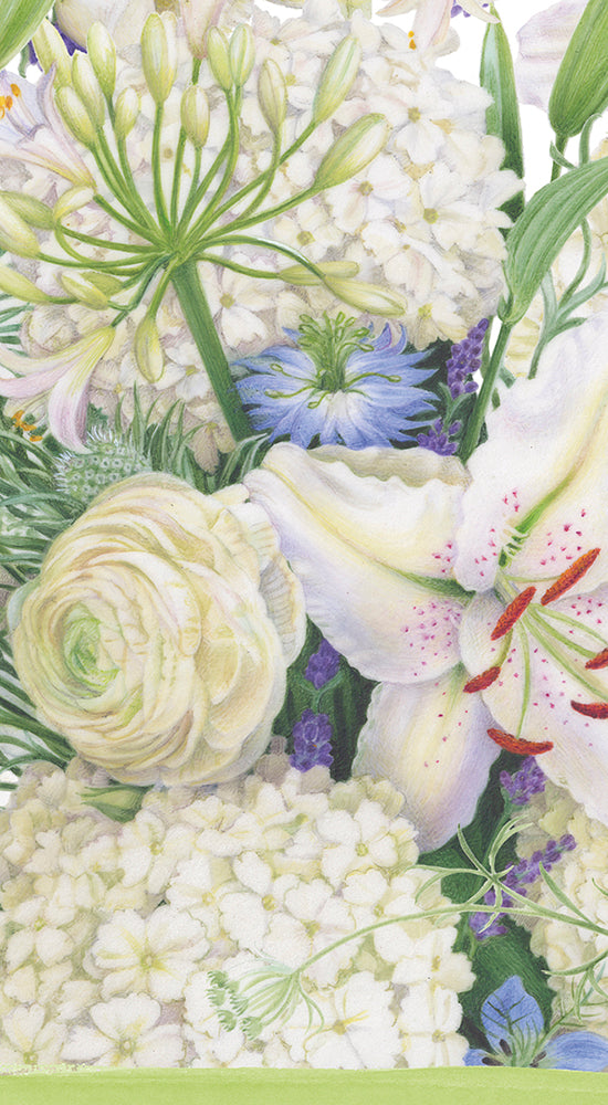 White Blooms Guest Floral Caspari Paper Guest Towels 32 x 39 cm 15 pack