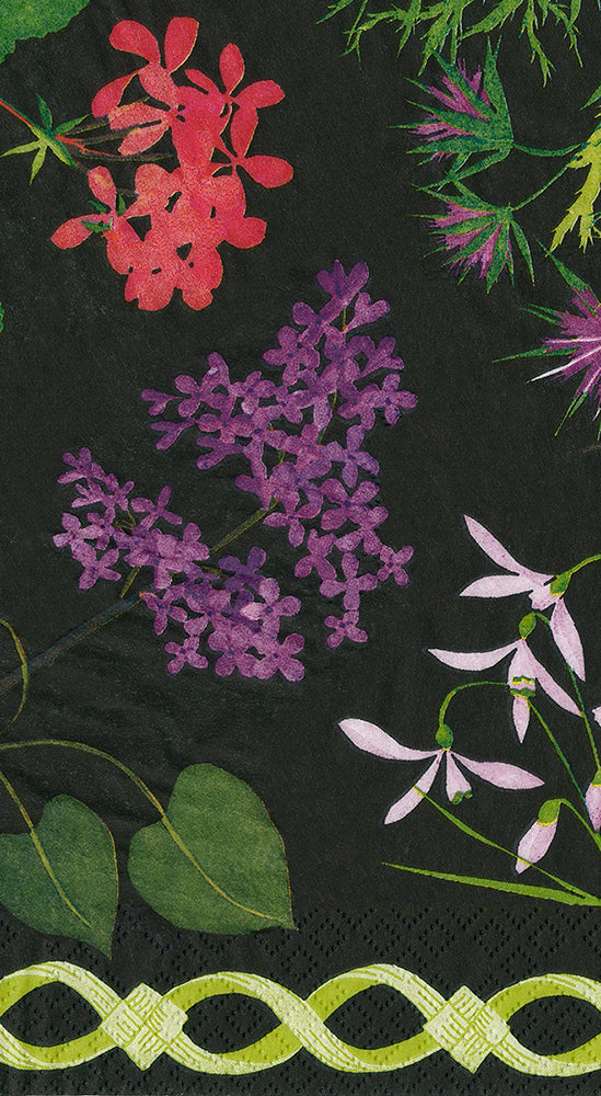 Black Mary Delany Floral Caspari Paper Guest Towels 32 x 39 cm 15 pack