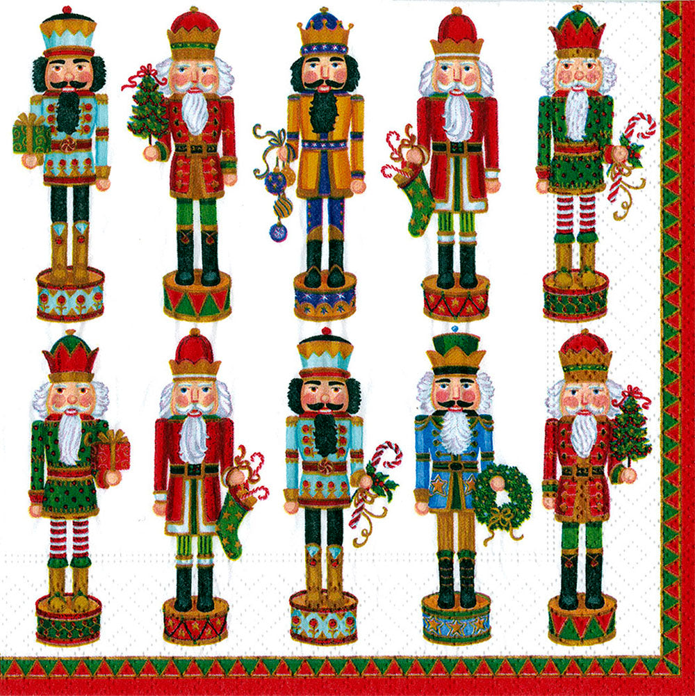 Nutcracker Parade White Christmas Caspari Paper Lunch Napkins 33 cm sq 3 ply 20 pack