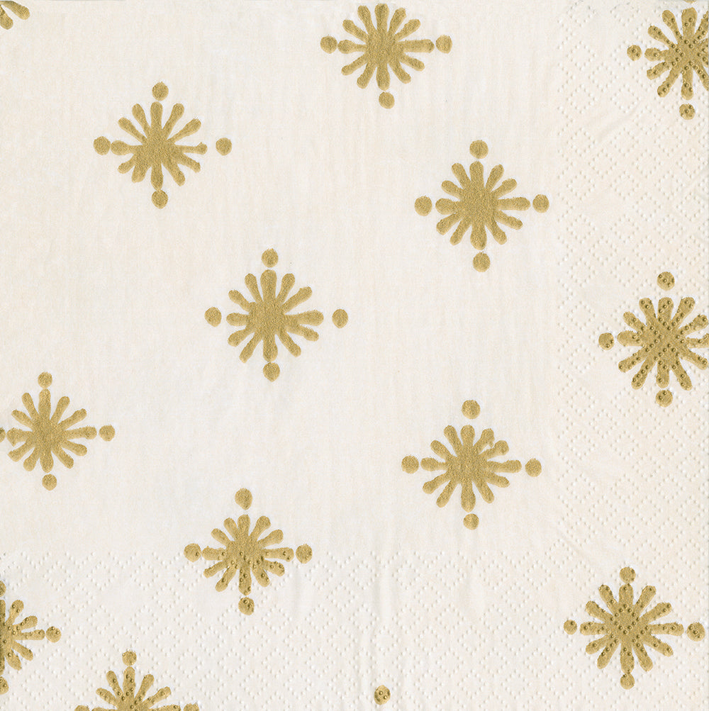 Starry Ivory Gold Caspari Paper Lunch Napkins 33 cm sq 3 ply 20 pack