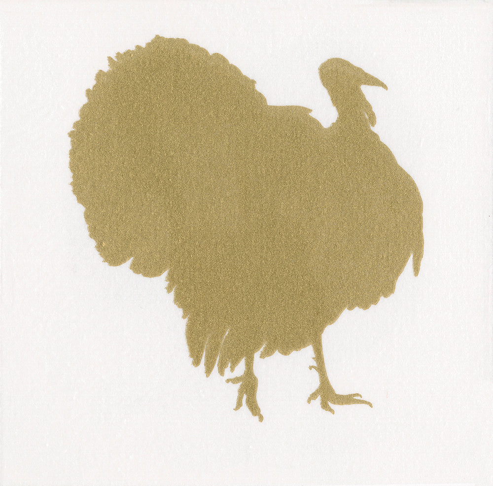 Airlaid Turkey Fan White Gold Caspari Paper Lunch Napkins 33 cm sq feel like fabric 12 pack