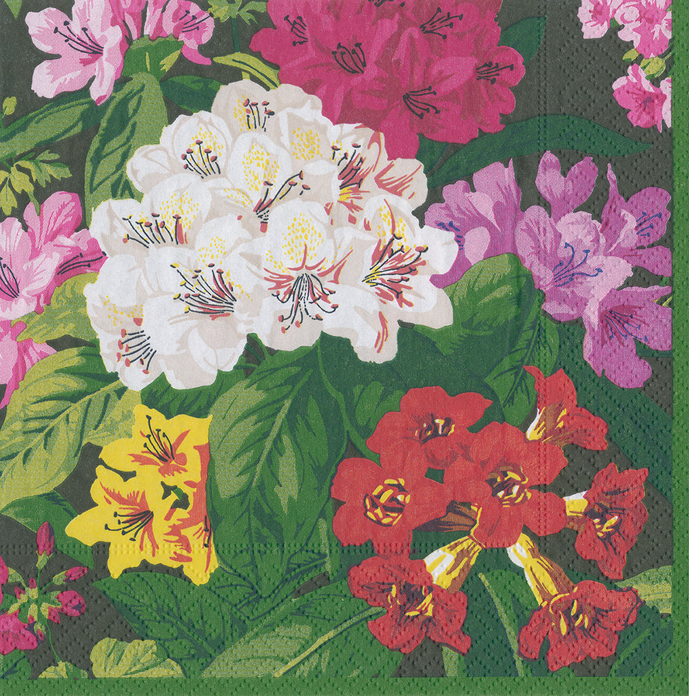 Exhuberance Black Multicoloured Flowers Caspari Paper Lunch Napkins 33 cm sq 3 ply 20 pack