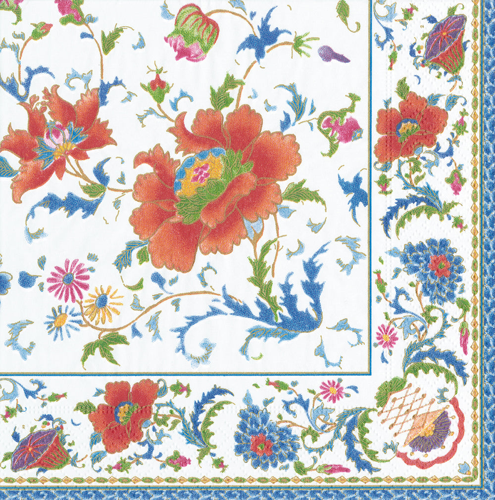 Chinese Ceramic White Blue Floral Caspari Paper Lunch Napkins 33 cm sq 3 ply 20 pack