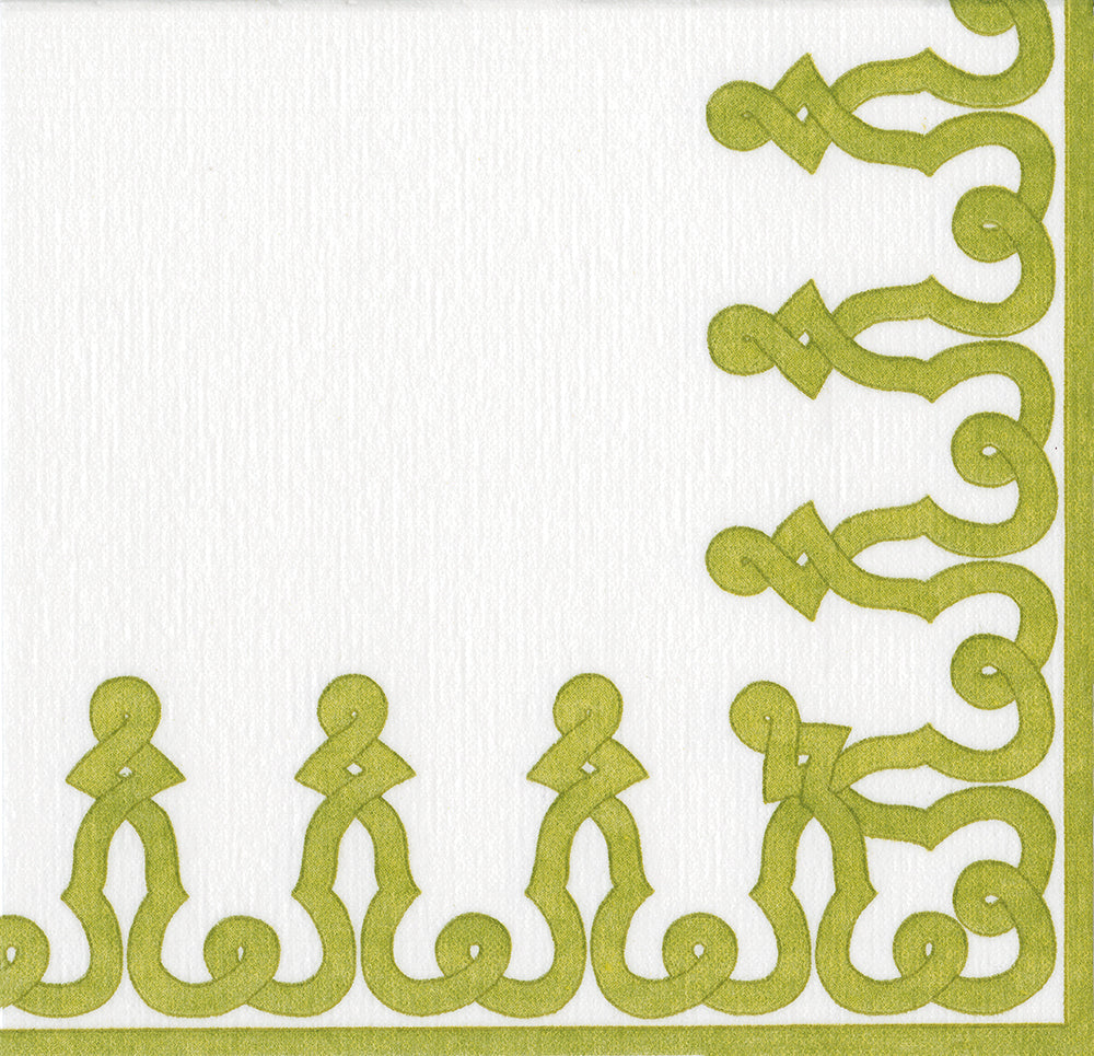 Airlaid Dessin Passementerie Moss Green Caspari Paper Lunch Napkins 33 cm sq feel like fabric 12 pack
