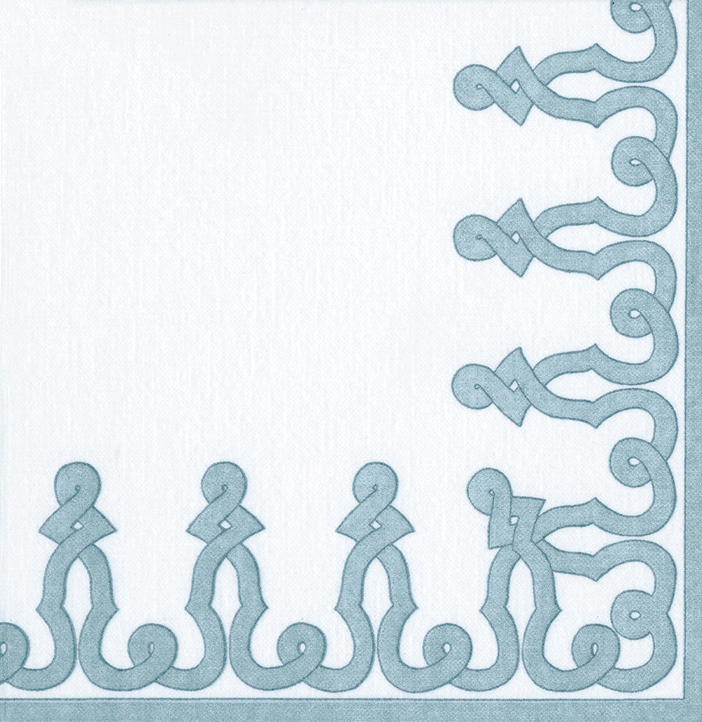 Airlaid Dessin Passementerie Stone Blue Caspari Paper Lunch Napkins 33 cm sq feel like fabric 12 pack