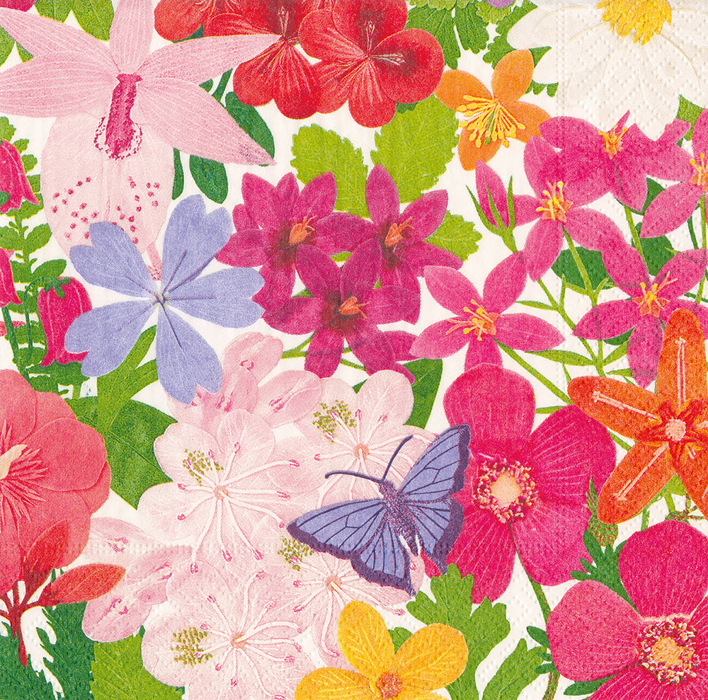 Halsted Floral Multicoloured Flowers Caspari Paper Lunch Napkins 33 cm sq 3 ply 20 pack