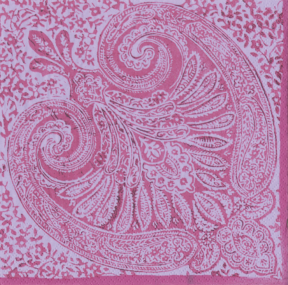Raspberry Paisley Medallion Floral Caspari Paper Lunch Napkins 33 cm sq 3 ply 20 pack
