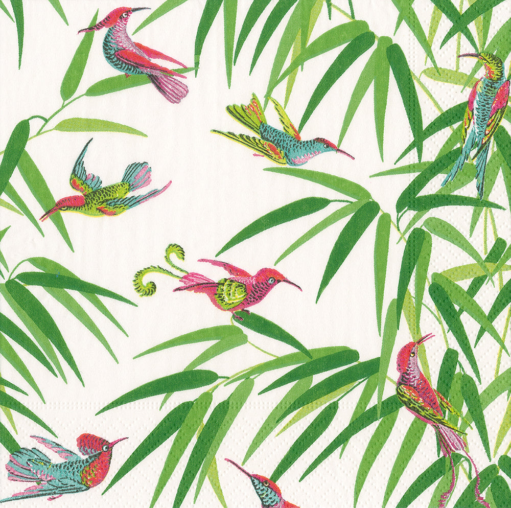 White Birds in Paradise Caspari Paper Lunch Napkins 33 cm sq 3 ply 20 pack