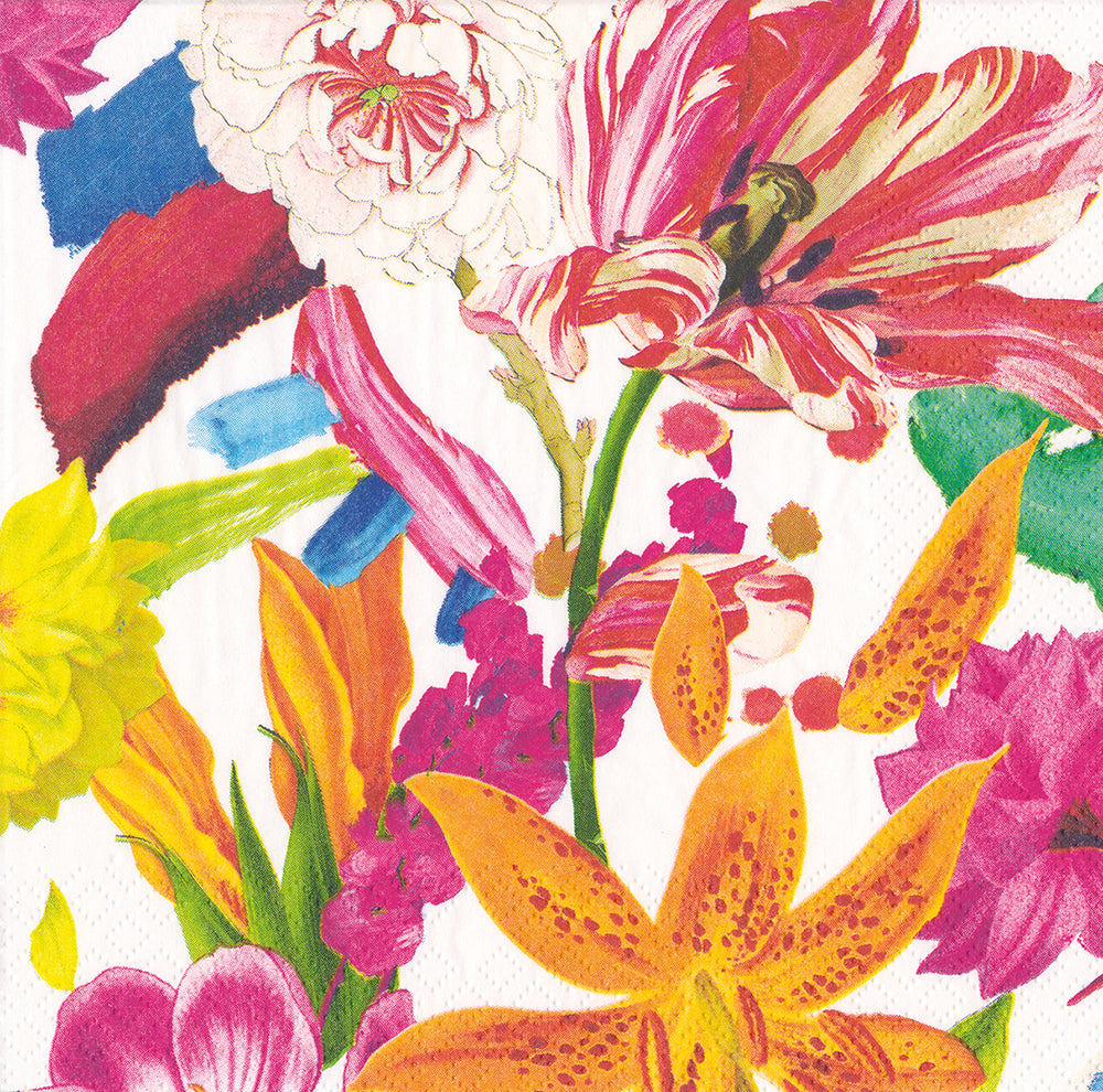 Campo De Fiori Multicoloured Flowers Caspari Paper Lunch Napkins 33 cm sq 3 ply 20 pack