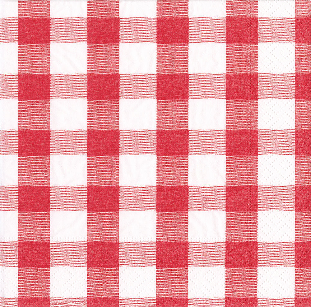 Red Gingham Check Caspari Paper Lunch Napkins 33 cm sq 3 ply 20 pack