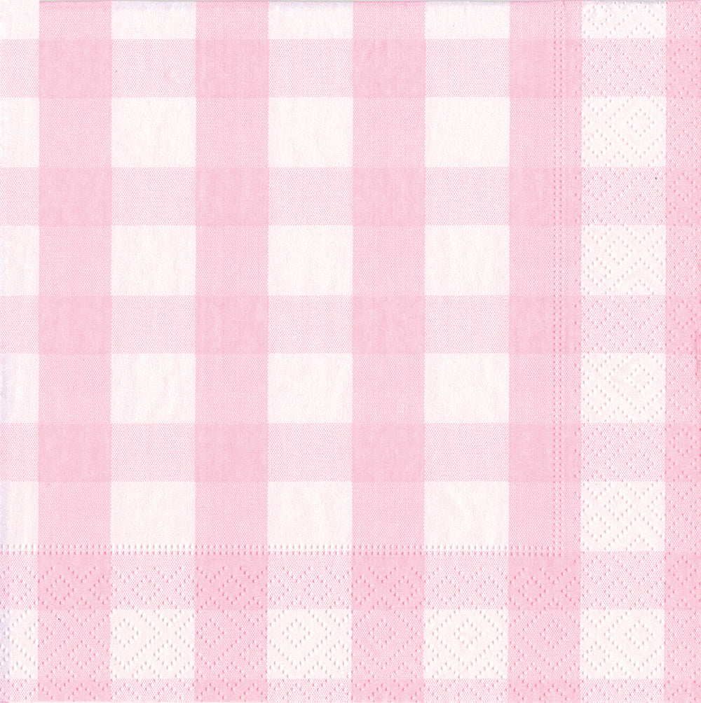 Pink Gingham Check Caspari Paper Lunch Napkins 33 cm sq 3 ply 20 pack