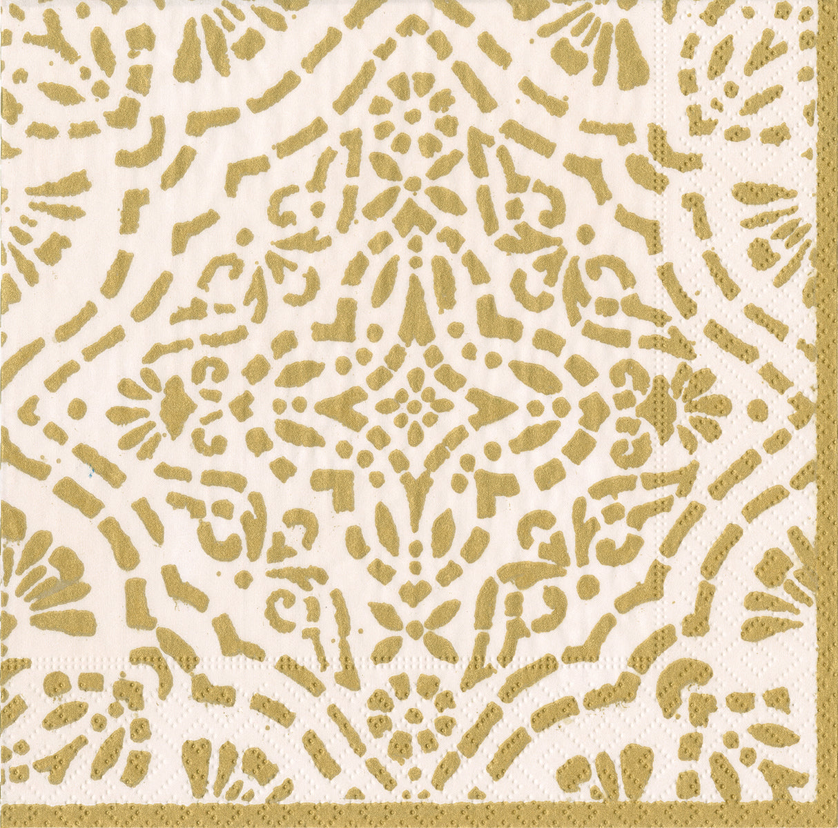 Annika Caspari ivory/gold Caspari Paper Lunch Napkins 33 cm sq 3 ply 20 pack