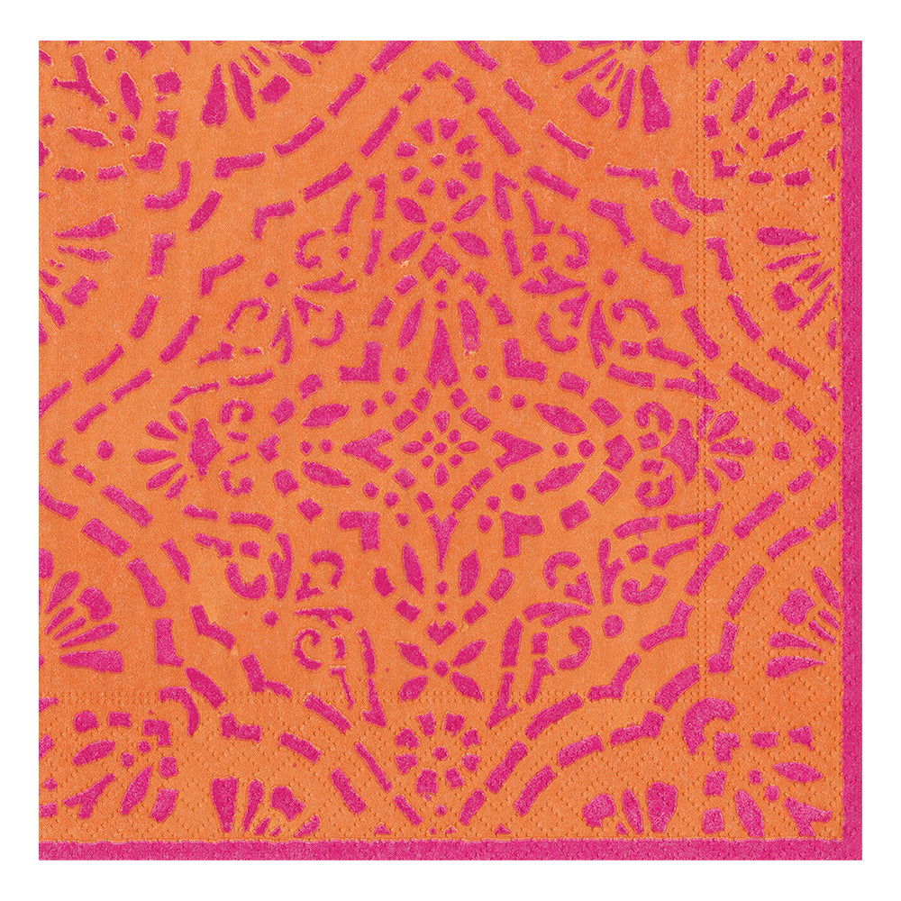Annika Orange Caspari Paper Lunch Napkins 33 cm sq 3 ply 20 pack