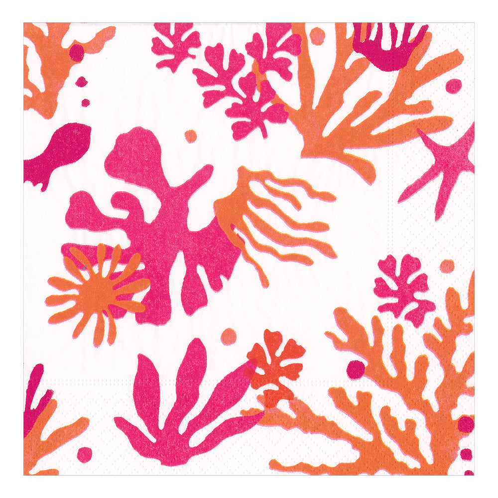 Matisse Coral Orange Caspari Paper Lunch Napkins 33 cm sq 3 ply 20 pack