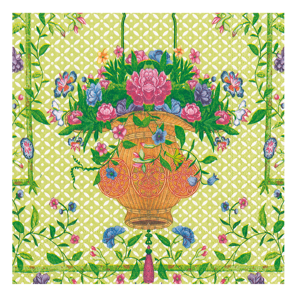 Wicker Basket green Musée de l’Impression sur Étoffes Caspari Paper Lunch Napkins 33 cm sq 3 ply 20 pack