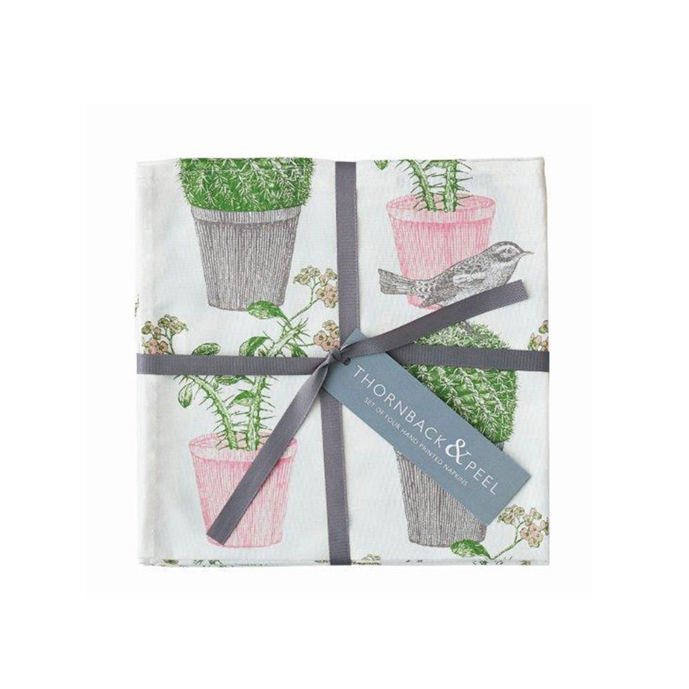 Thornback & Peel - Cactus & Bird. Set of 4 Napkins 450 x 450mm Cotton