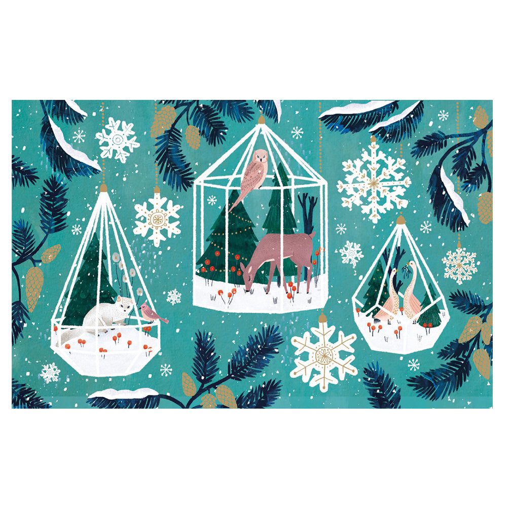 Terrariums Gold Foil Petite Christmas 8 Cards 150 x 90 mm Roger la Borde