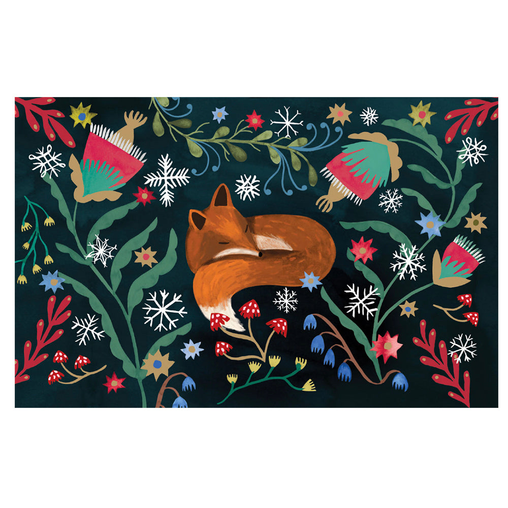 Fox Gold Foil Petite Christmas 8 Cards 150 x 90 mm Roger la Borde