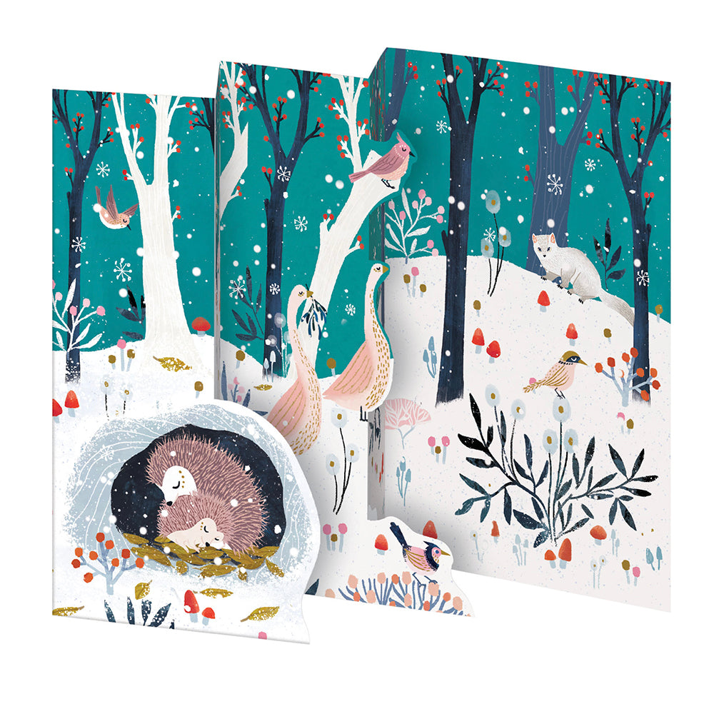 Hedgehog Tri fold Christmas Card 5 pack 90 x 140 mm + env Roger la Borde