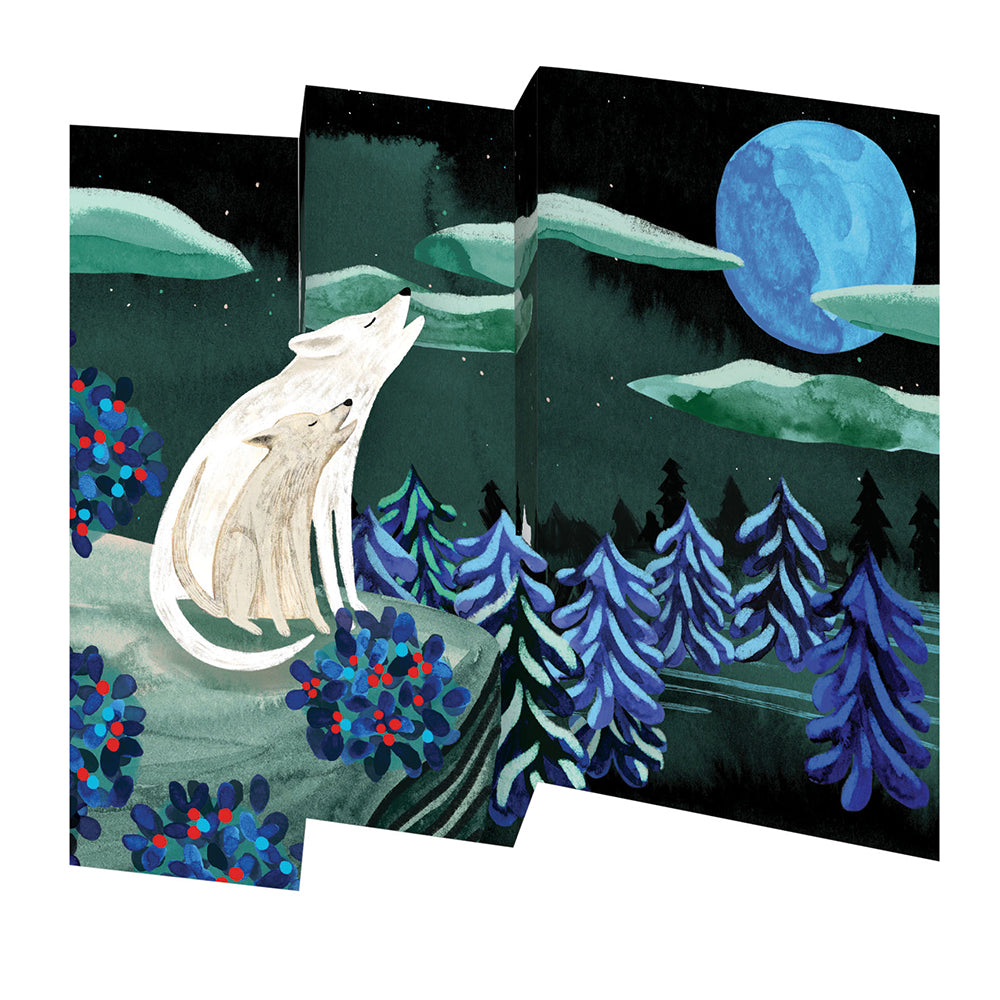 By The light of the Moon Bear Tri fold Christmas Card 5 pack 90 x 140 mm + env Roger la Borde