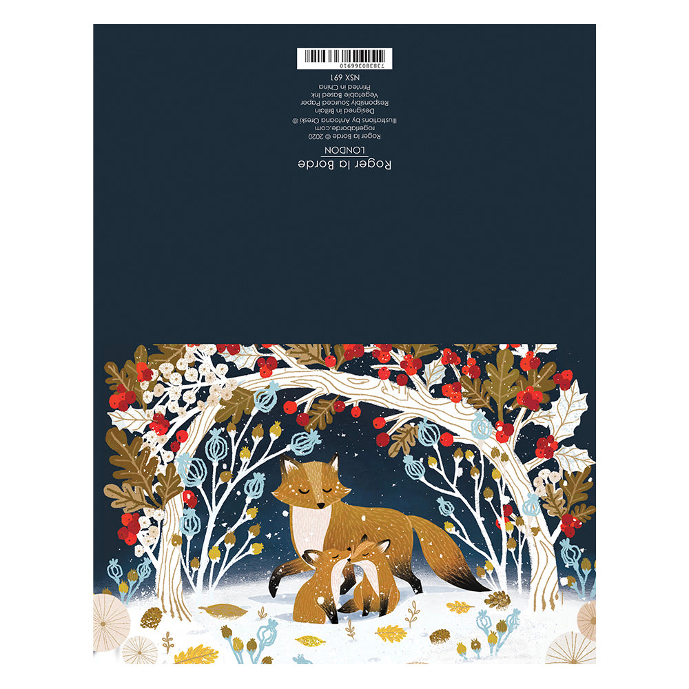 Paw Prints in Snow Foxes Gold Foil Petite Christmas 8 Cards 150 x 90 mm Roger la Borde