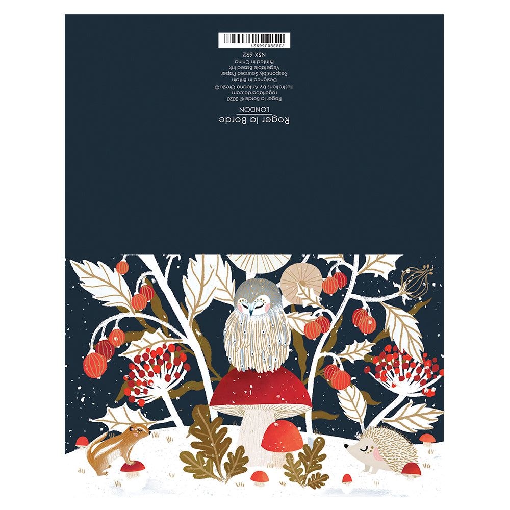 Woodland Owl Gold Gold Foil Petite Christmas 8 Cards 150 x 90 mm Roger la Borde